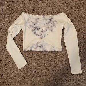 NWOT Buff Bunny Marble Crop Top Long Sleeve